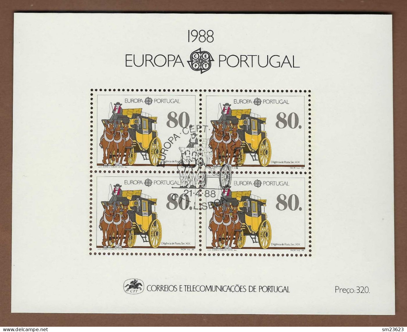 Portugal  1988  Mi.Nr. Block 57 (1754) , EUROPA CEPT - Transport- Und Kommunikation - Gestempelt / Fine Used / (o - 1988