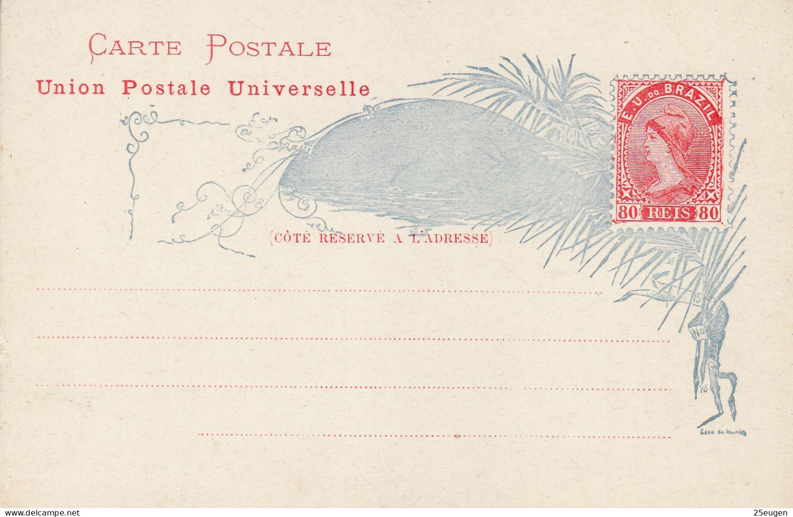 BRAZIL 1890 POSTCARD UNUSED - Postal Stationery