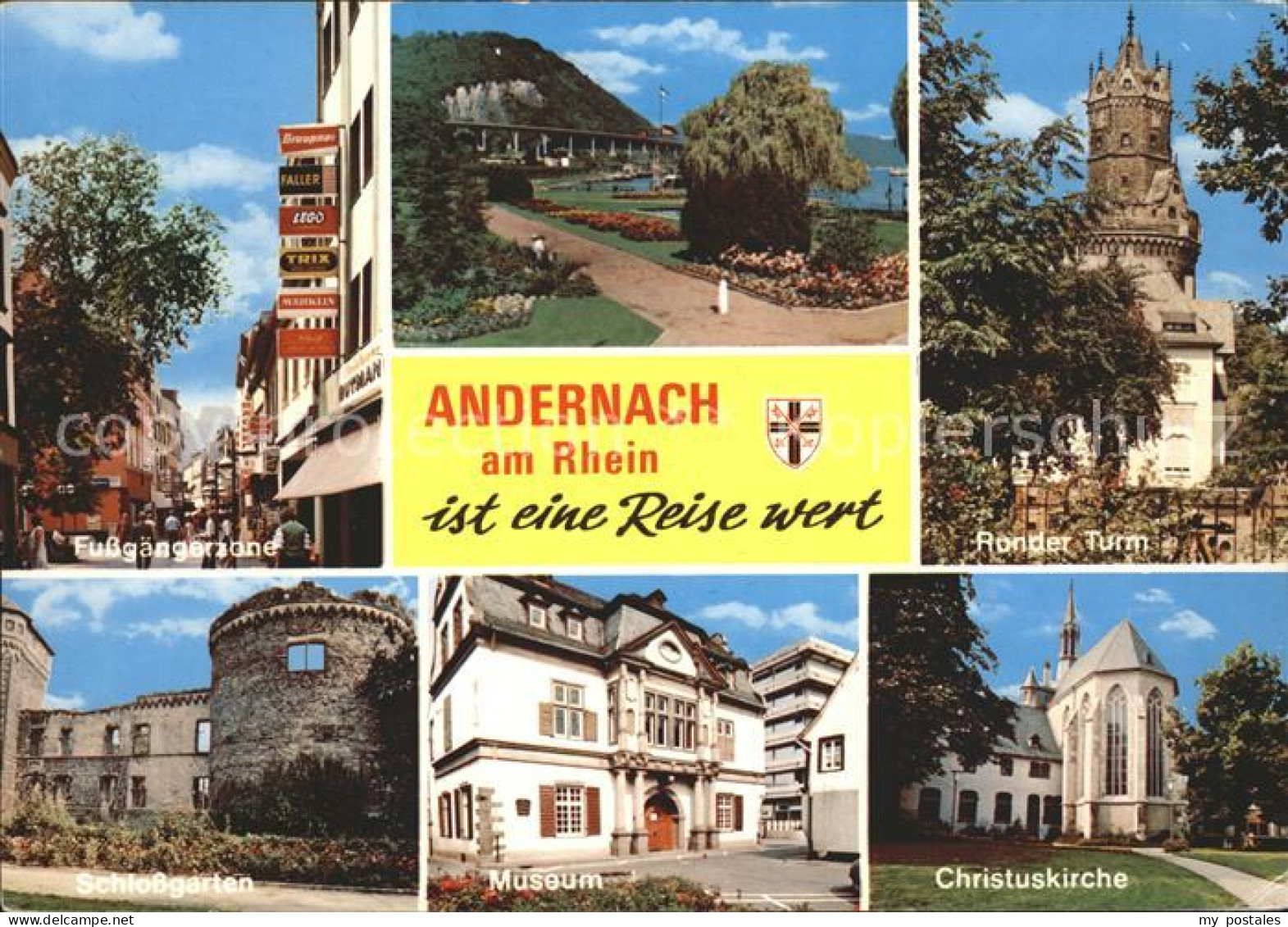 72241939  	Andernach Fussgaengerzone Runder Turm Christuskirche Museum   	Andern - Andernach