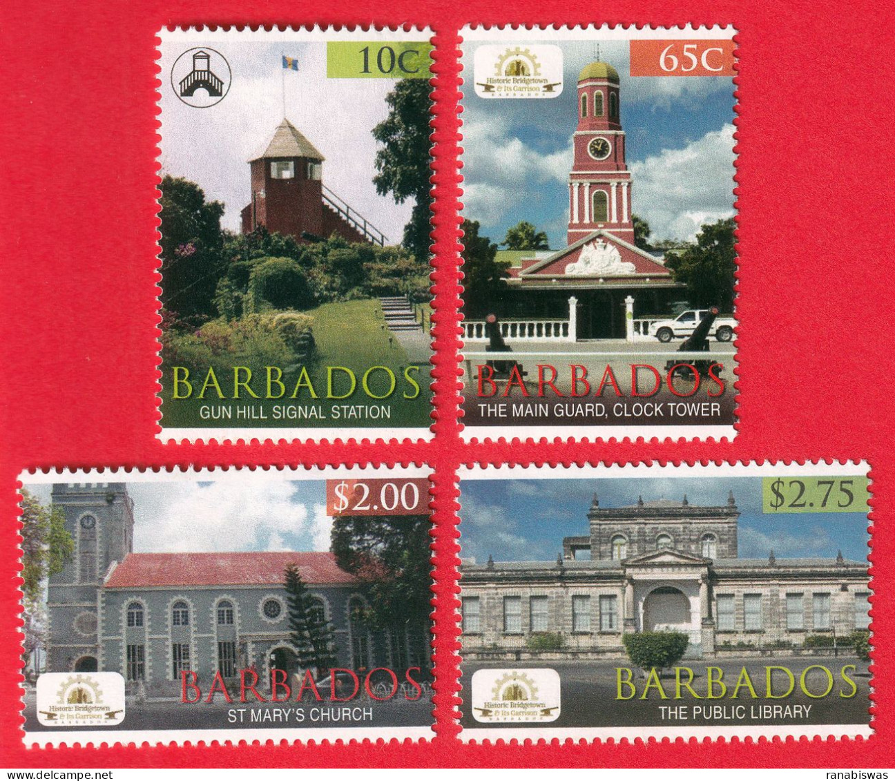 BARBADOS STAMPS, SET OF 4, HERITAGE BUILDINGS, MNH - Barbades (1966-...)