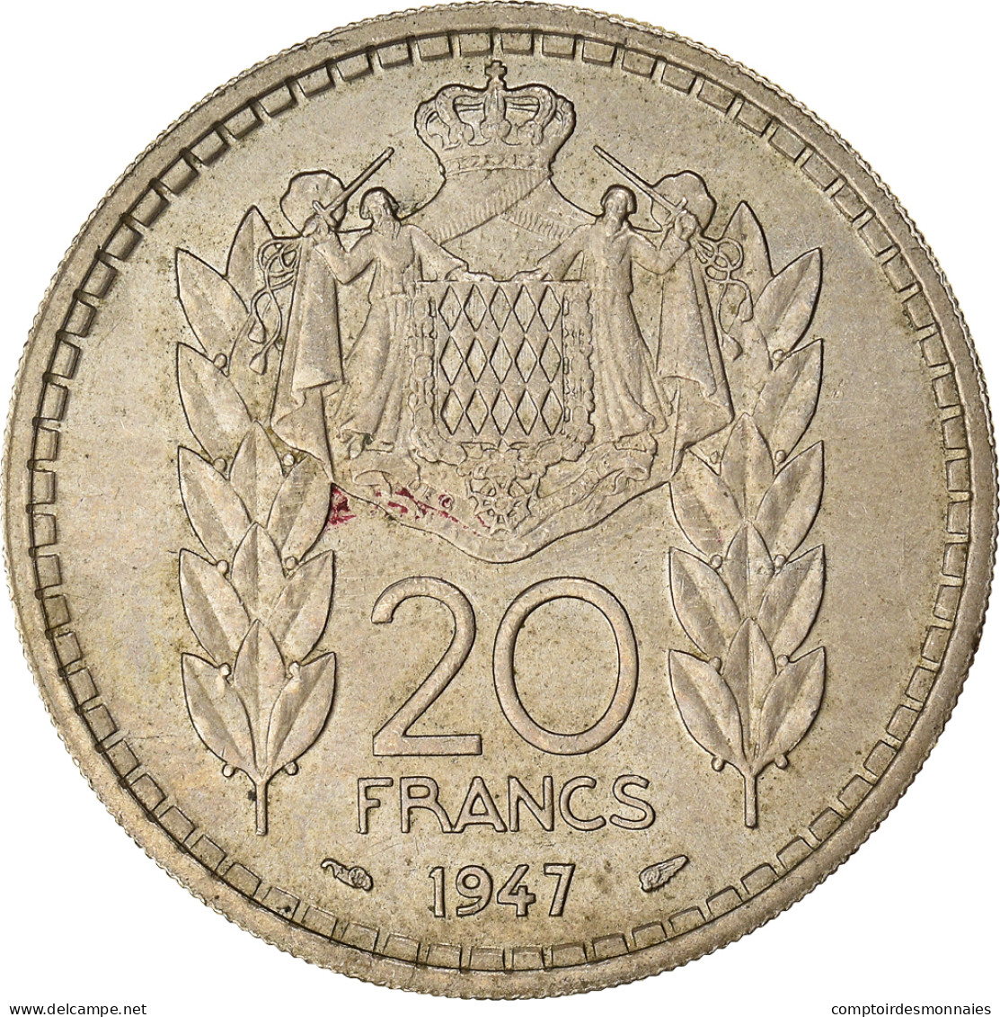 Monnaie, Monaco, Louis II, 20 Francs, Vingt, 1947, TTB, Cupro-nickel, Gadoury:MC - 1922-1949 Louis II