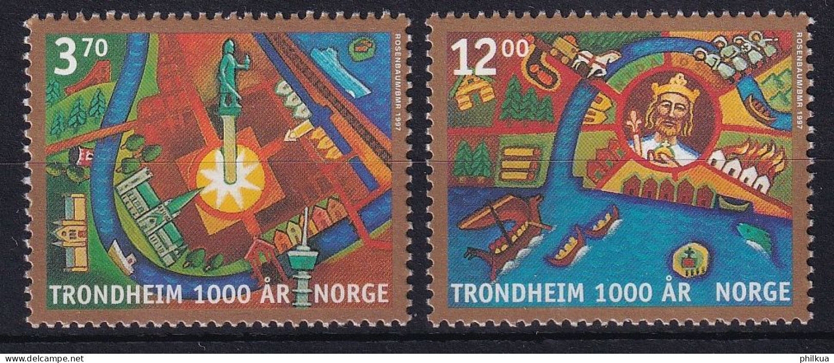 MiNr. 1257 - 1258 Norwegen       1997, 6. Juni. 1000 Jahre Trondheim - Postfrisch/**/MNH - Neufs