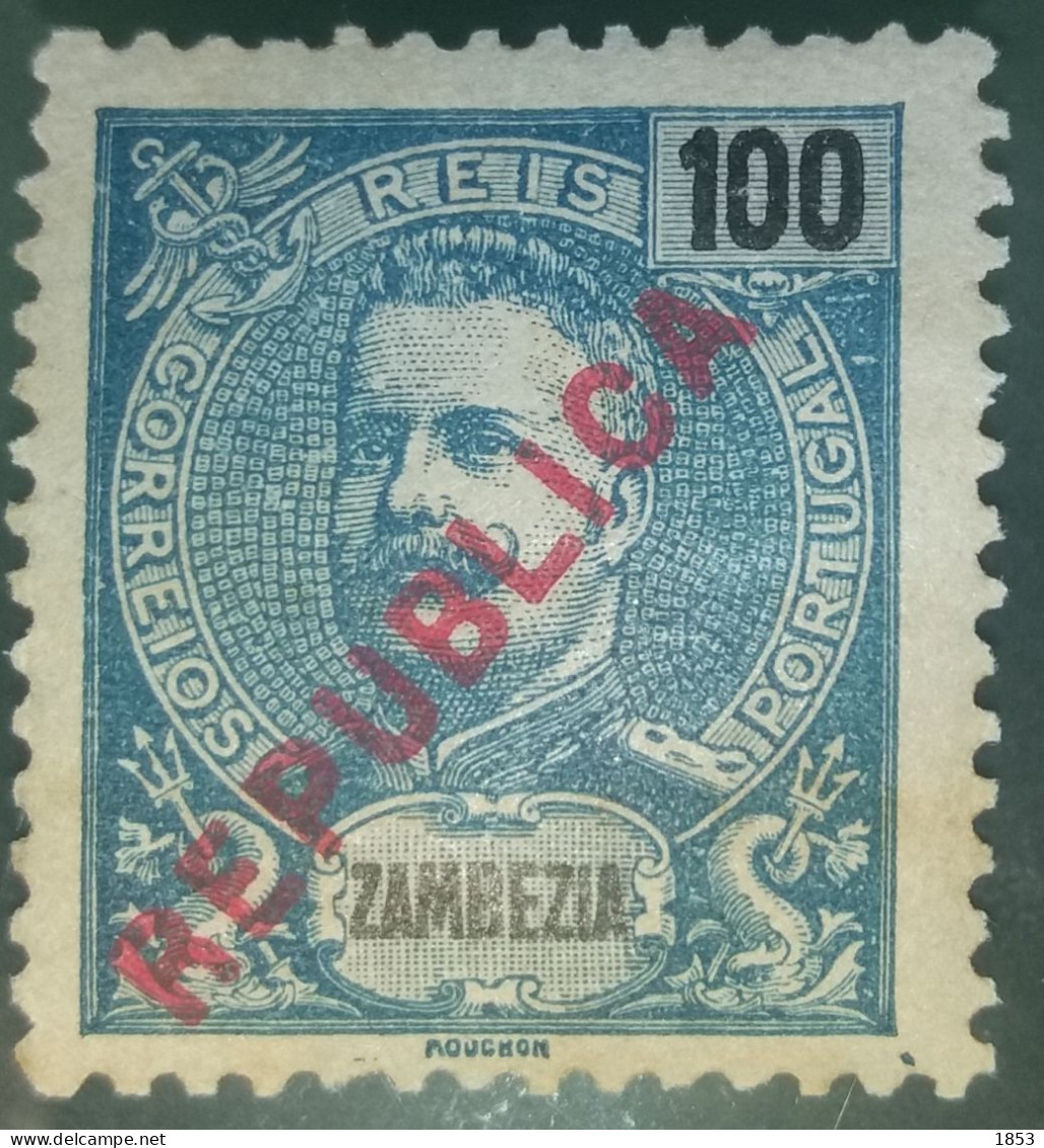 1917 - D.CARLOS I, COM SOBRECARGA  "REPUBLICA" LOCAL - CE96(23) - Sambesi (Zambezi)