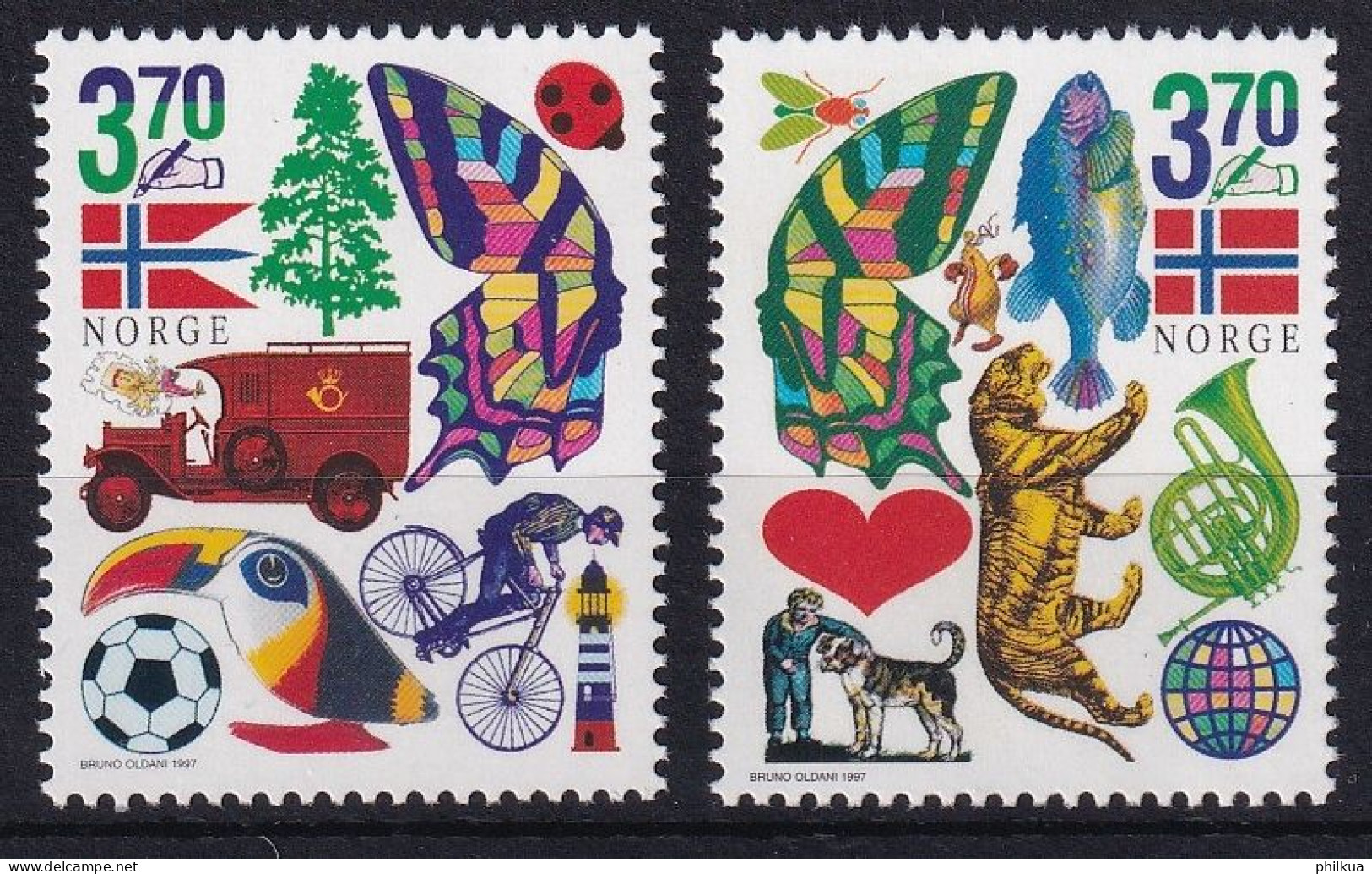 MiNr. 1263 - 1264 Norwegen 1997, 19. Sept. Gründung Des Briefmarkenvereins Für Kinder - Postfrisch/**/MNH - Neufs