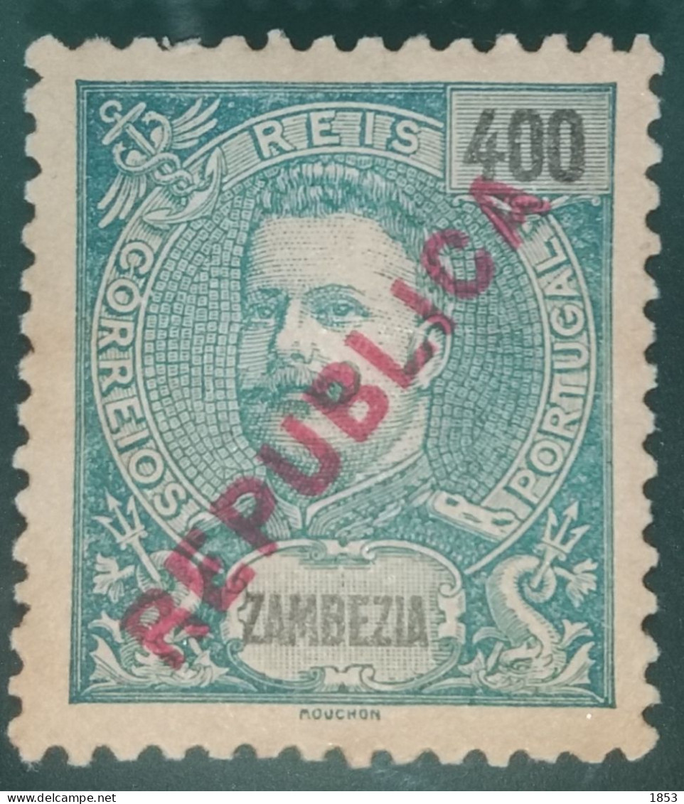 1917 - D.CARLOS I, COM SOBRECARGA  "REPUBLICA" LOCAL - CE100(53) - Zambezia