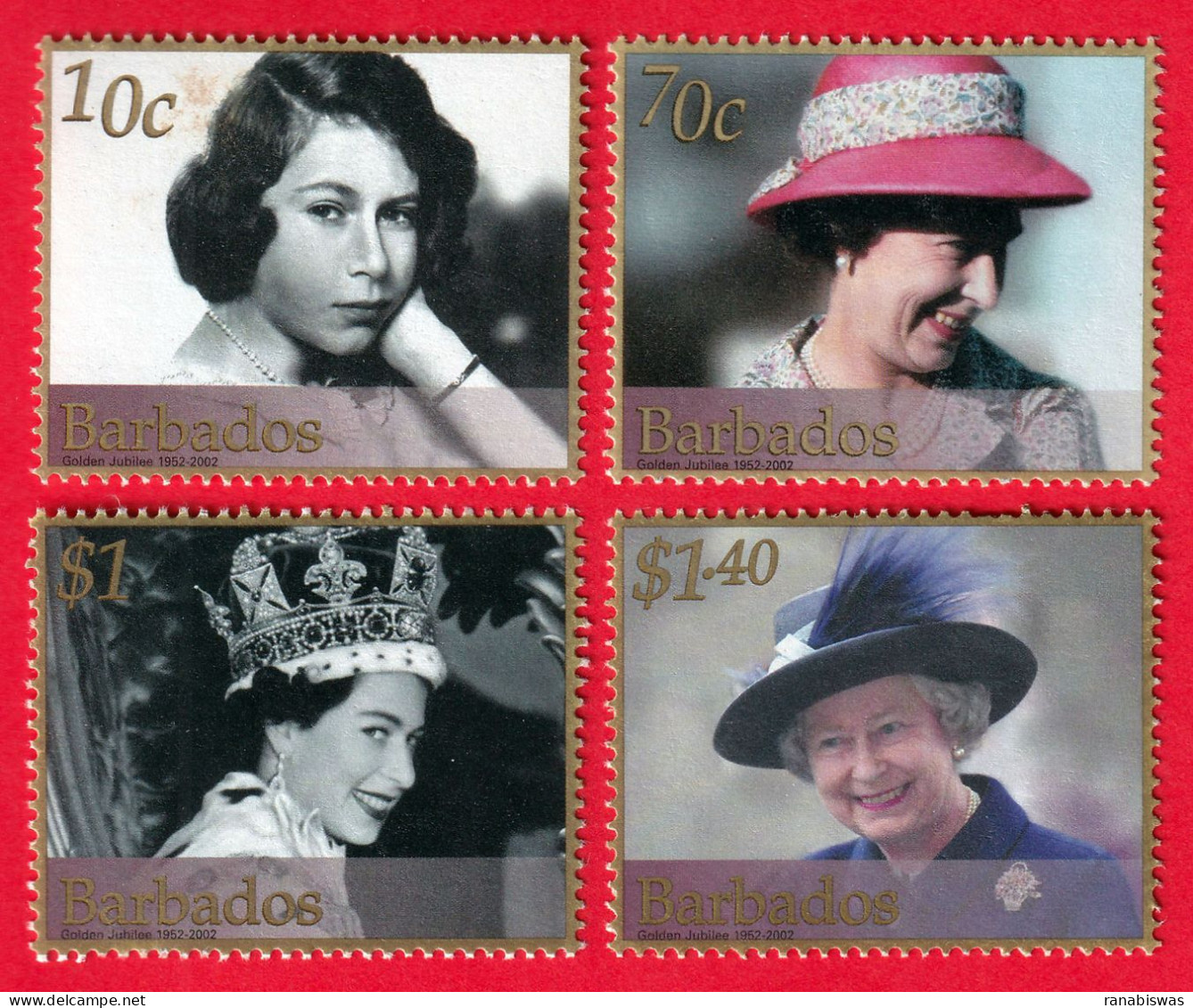 BARBADOS STAMPS 2002, SET OF 4, QUEEN ELIZABETH II, MNH - Barbades (1966-...)