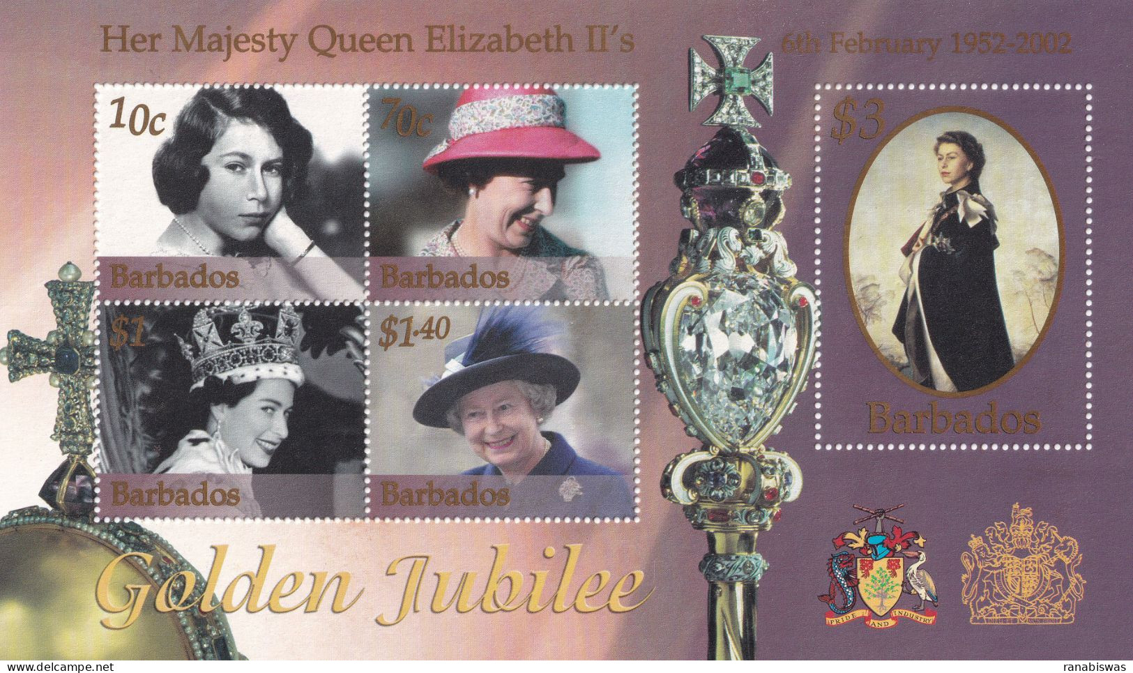 BARBADOS STAMPS 2002, SOUVENIR SHEET, QUEEN ELIZABETH II, MNH - Barbados (1966-...)