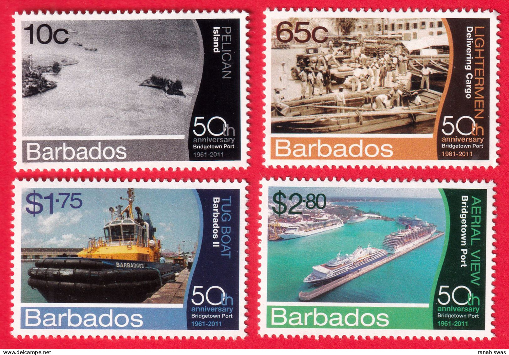 BARBADOS STAMPS 2011, SET OF 4, PORT, SHIP, MNH - Barbades (1966-...)