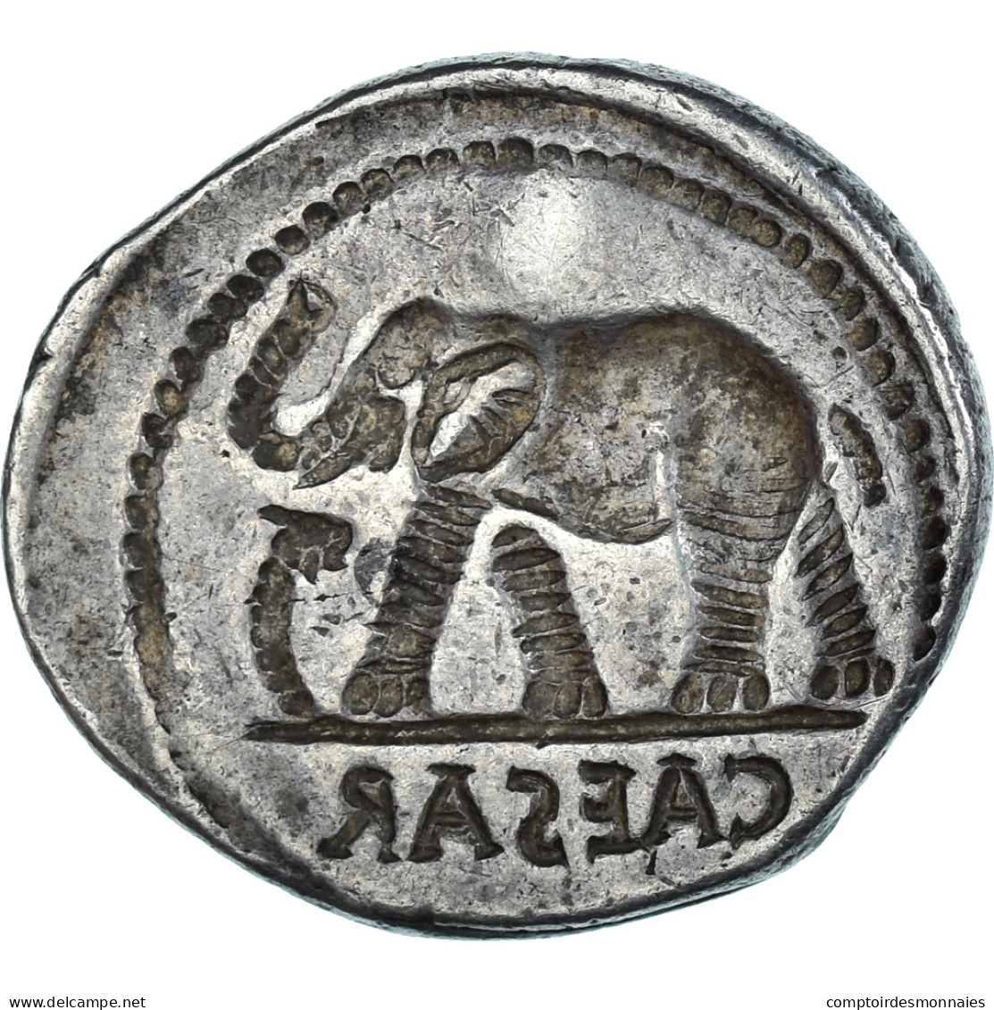 Jules César, Denier, 49-48 BC, Atelier Militaire, Frappe Incuse, Argent, NGC - Republic (280 BC To 27 BC)