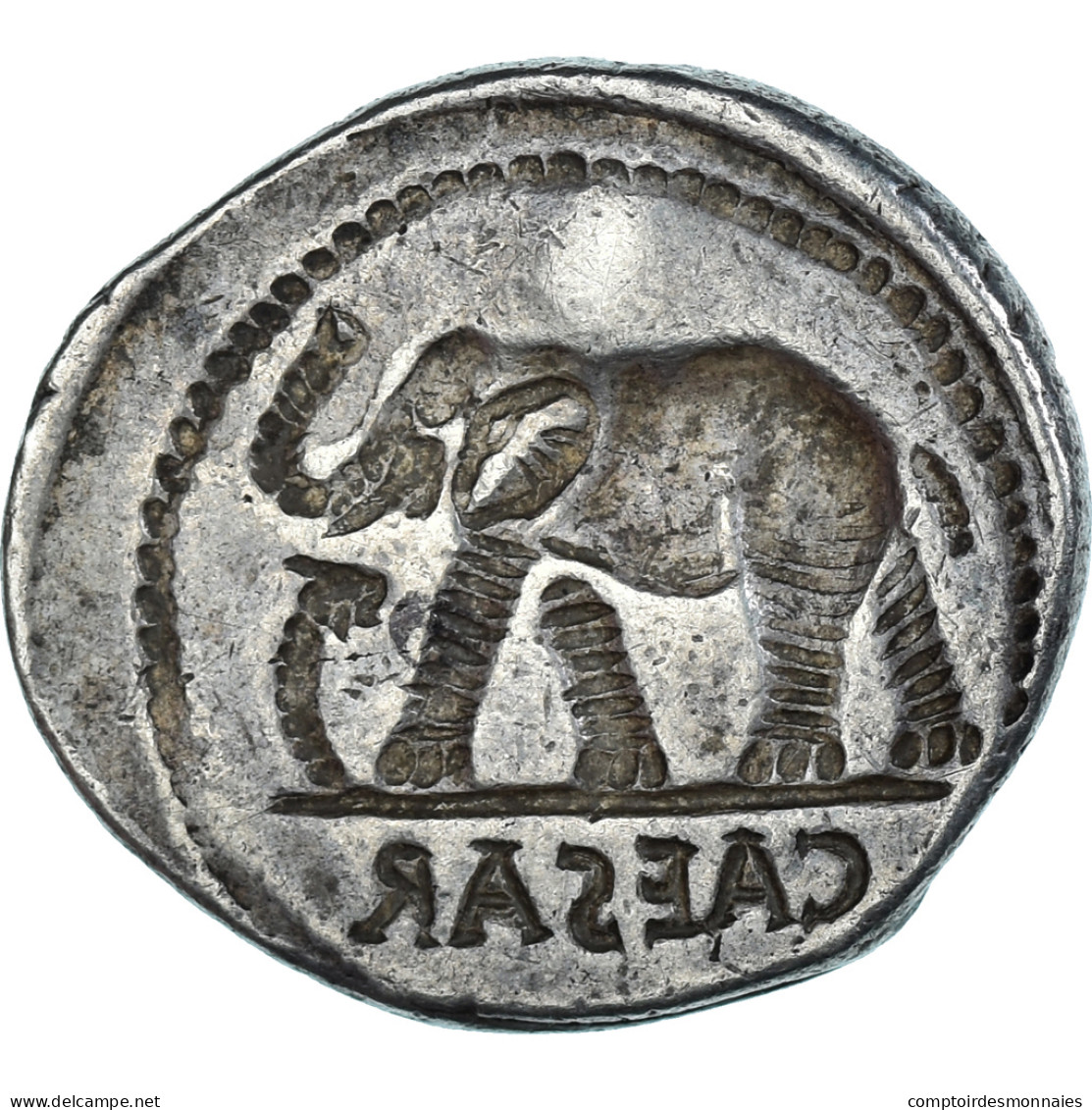 Jules César, Denier, 49-48 BC, Atelier Militaire, Frappe Incuse, Argent, NGC - Röm. Republik (-280 / -27)