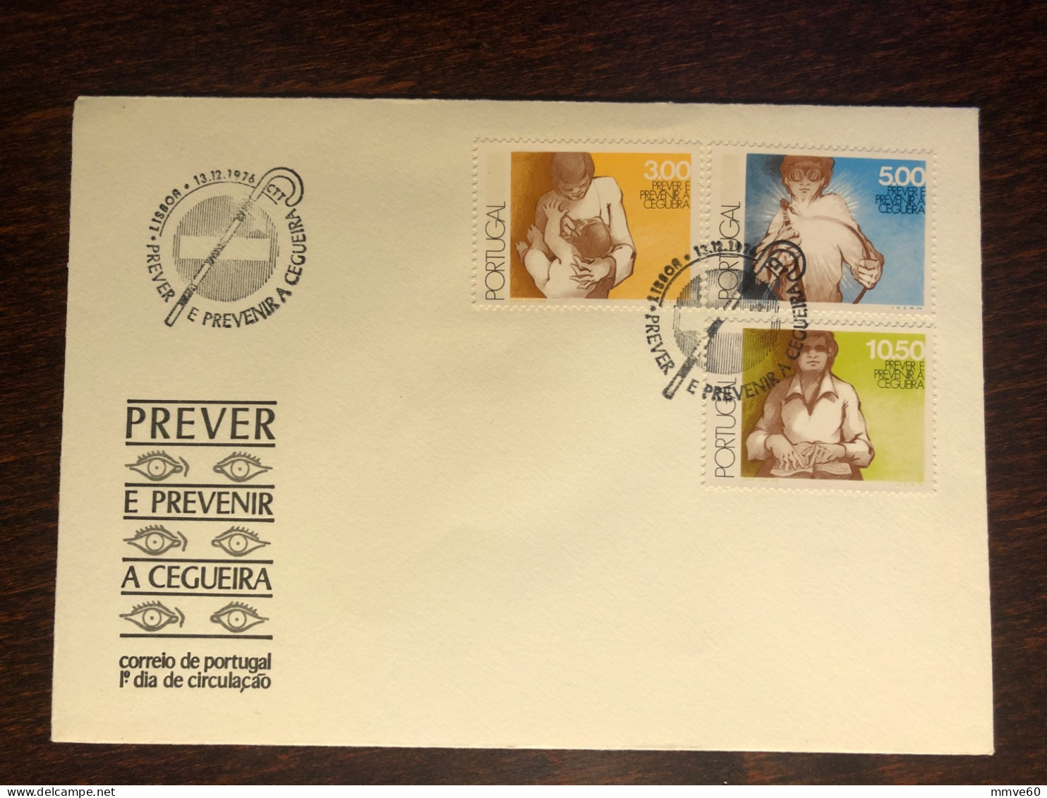 PORTUGAL FDC COVER 1976 YEAR BLINDNESS BLIND BRAILLE HEALTH MEDICINE STAMPS - FDC