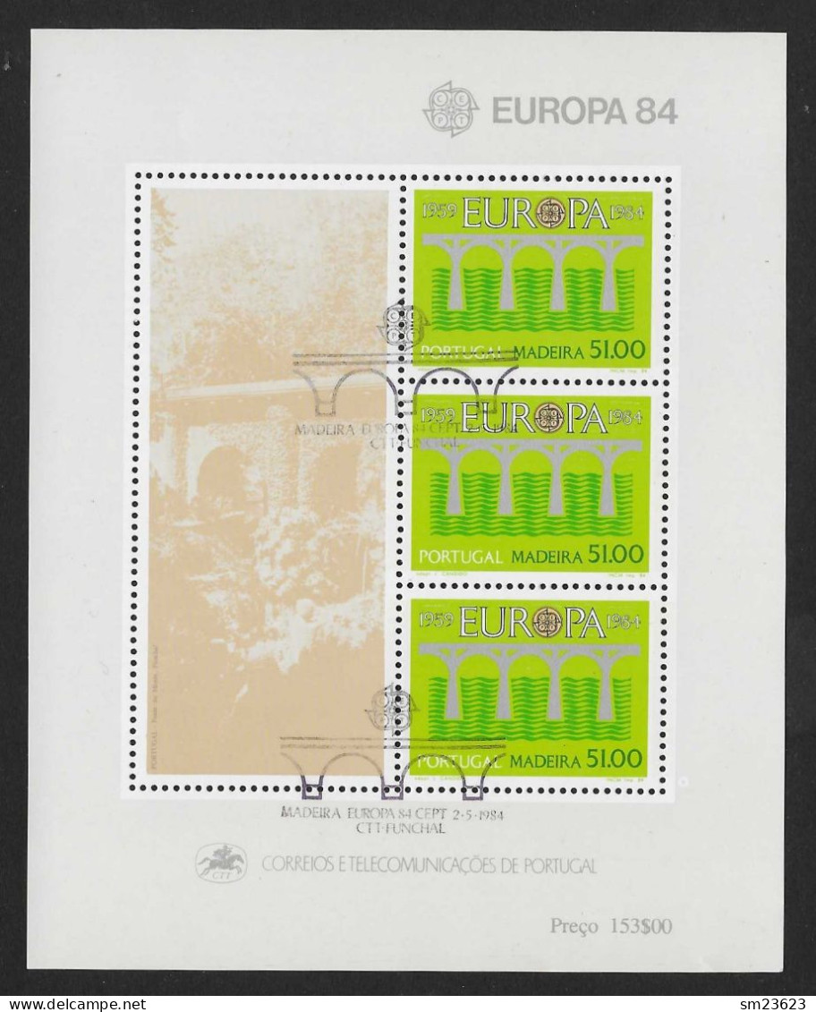 Portugal / Madeira  1984  Mi.Nr. 90 (Block 5) , Europa CEPT / Brücken - Gestempelt / Fine Used / (o) - Oblitérés