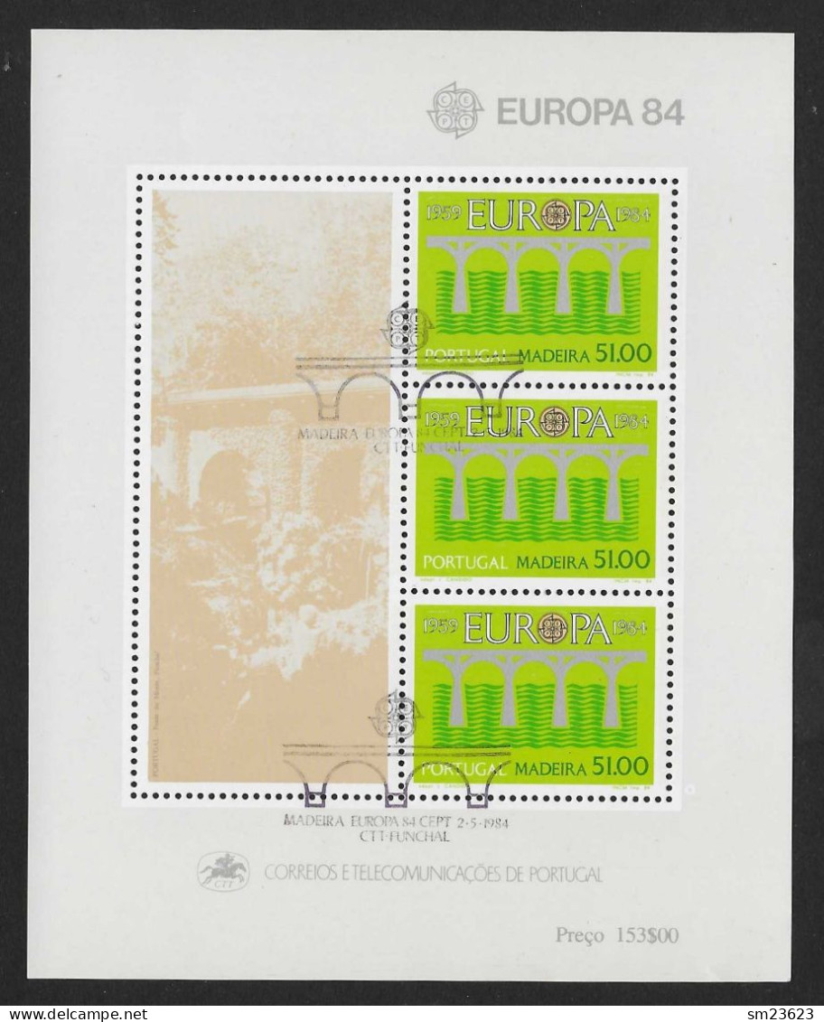 Portugal / Madeira  1984  Mi.Nr. 90 (Block 5) , Europa CEPT / Brücken - Gestempelt / Fine Used / (o) - Gebraucht