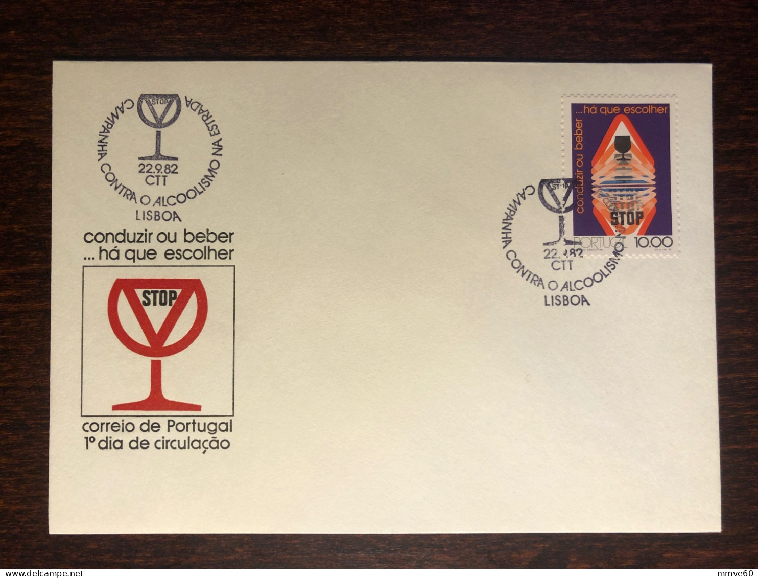 PORTUGAL FDC COVER 1982 YEAR  ALCOHOLISM HEALTH MEDICINE STAMPS - FDC