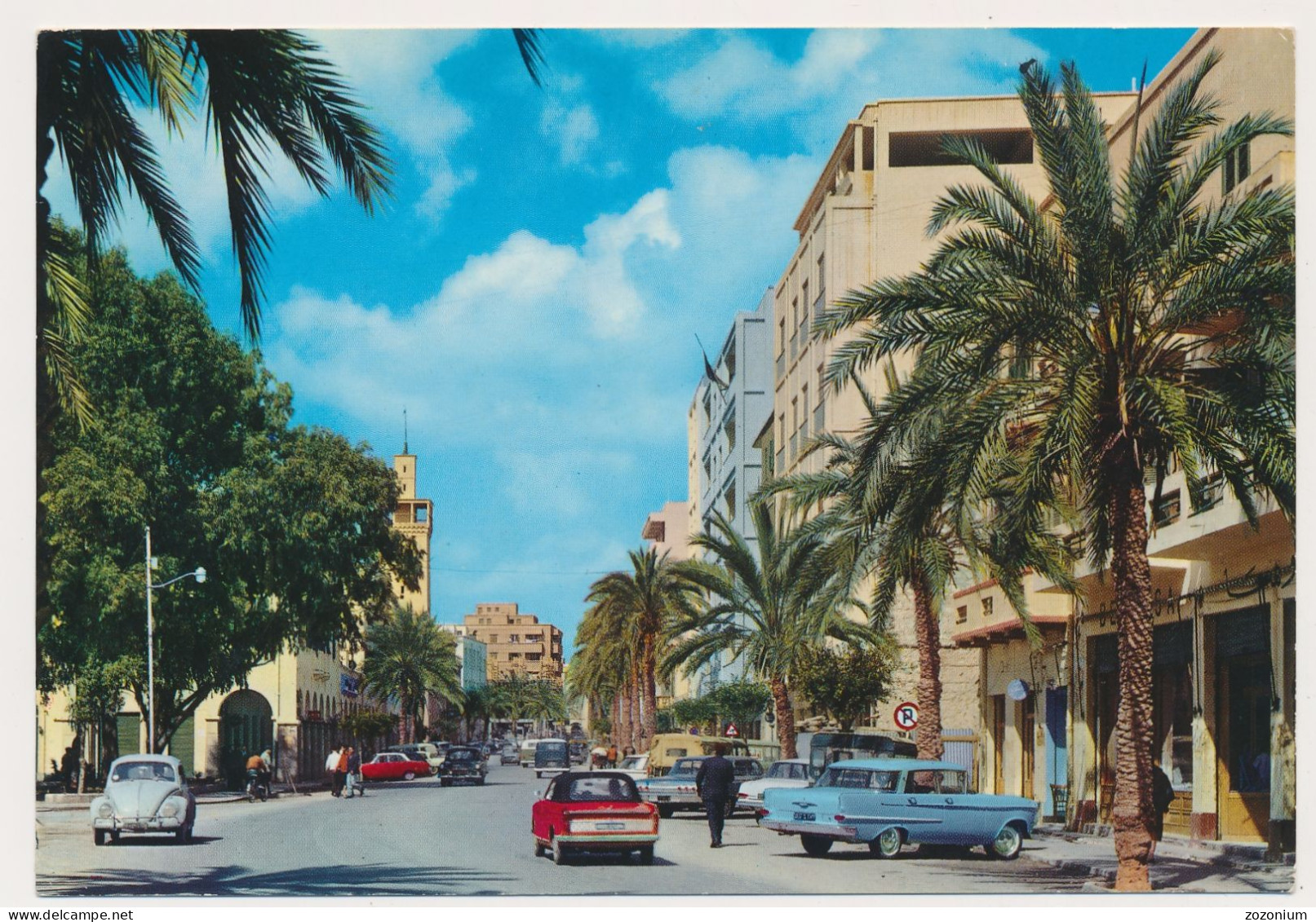 LIBYA BENGHAZI Istiklal St. Old Cars, VW ...   Old Postcard - Libye