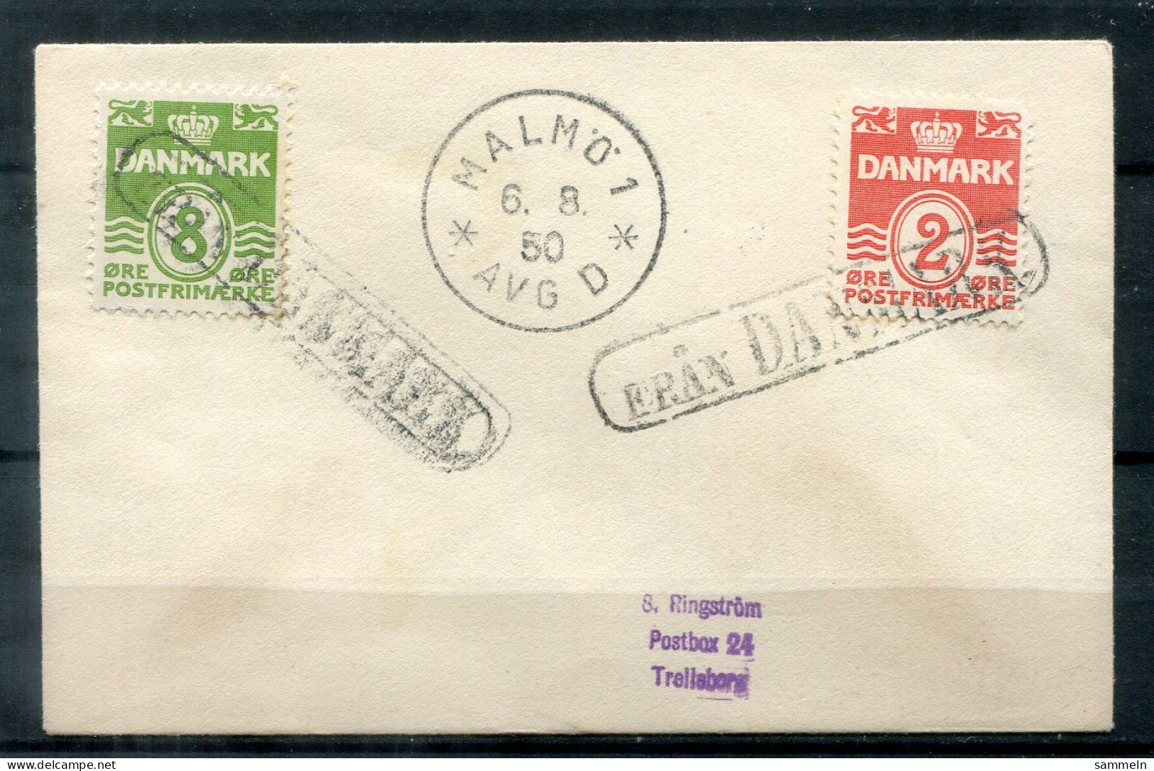 DÄNEMARK R1 "FRÅN DANMARK" + OSt. "Malmö 1 D", Brief Nach Trelleborg, Paquebot, Navire, Ship Letter - DENMARK / DANEMARK - Storia Postale