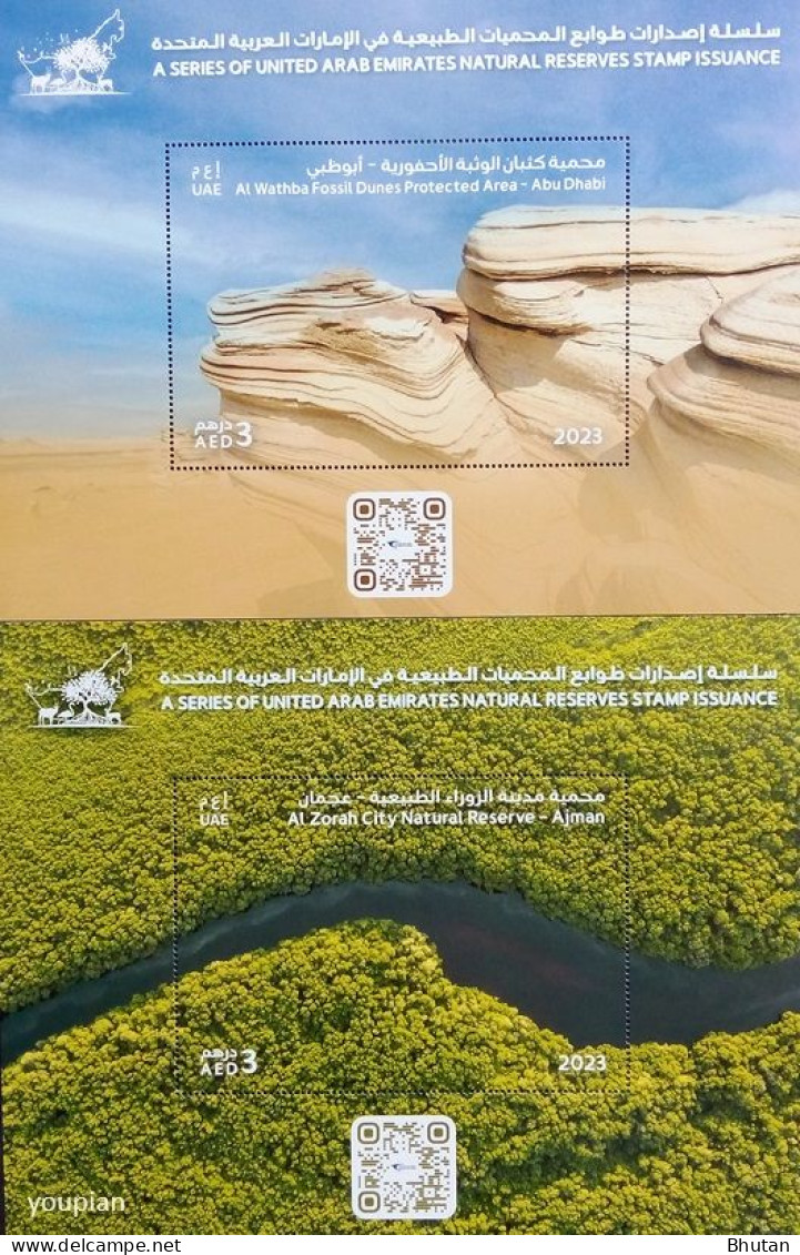 United Arab Emirates 2023, Al Wathba Fossil Dunes Protected Area And Al Zorah City Natural Reserve, Two MNH S/S - United Arab Emirates (General)