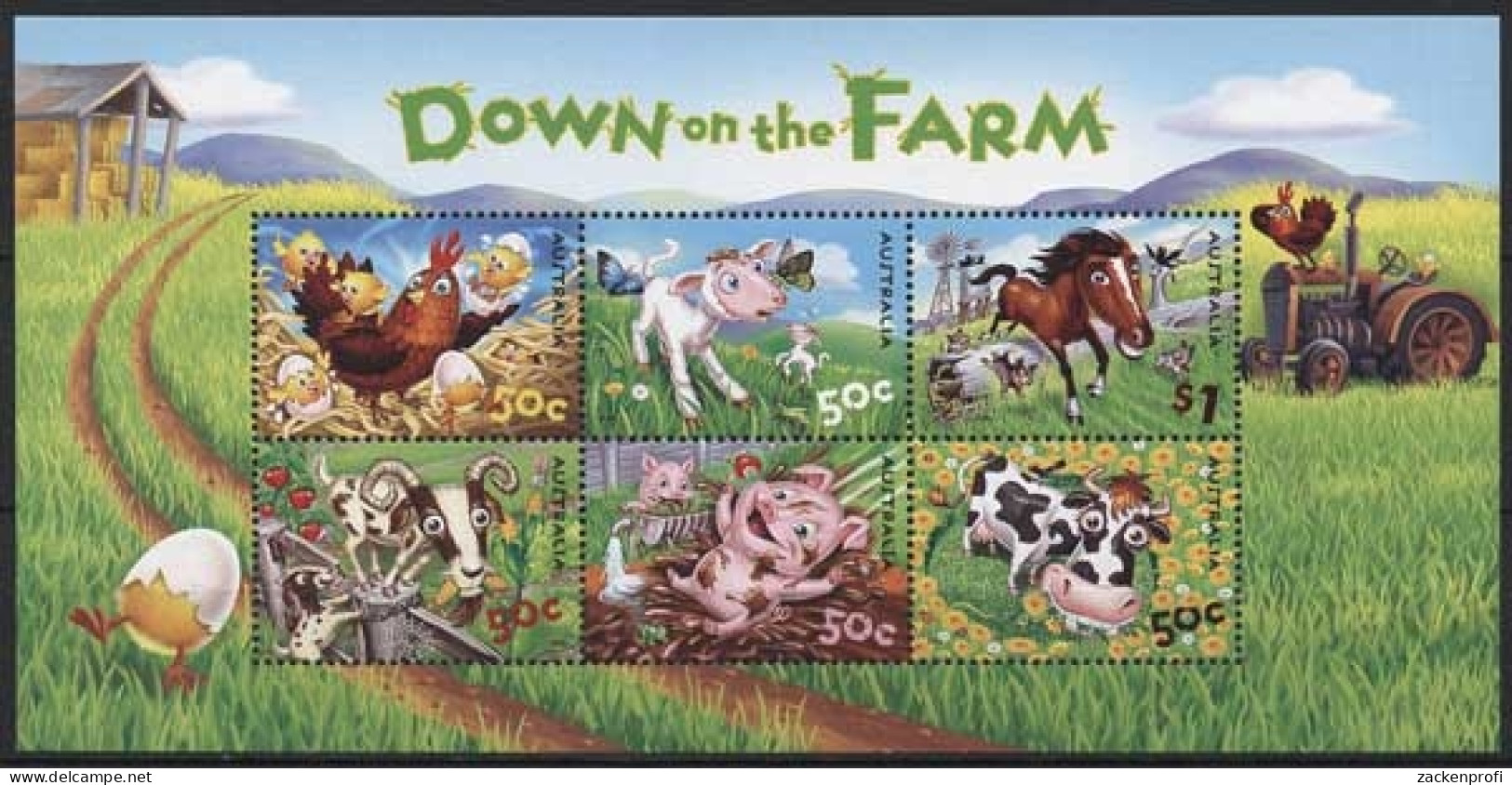 Australien 2005 Farmtiere Kuh Schwein Huhn Ziege Block 57 Postfrisch (C24224) - Blocks & Kleinbögen