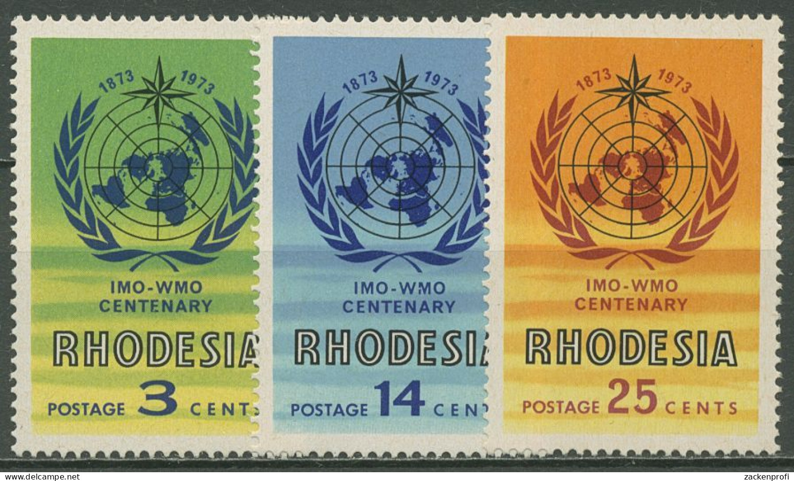 Rhodesien 1973 100 J. Int. Meteorologische Zusammenarbeit WMO 132/34 Postfrisch - Rhodesia (1964-1980)