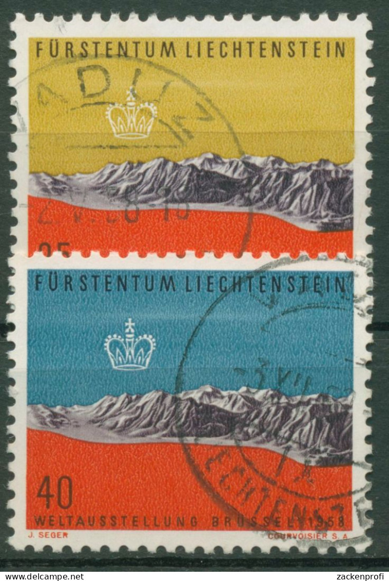 Liechtenstein 1958 Weltausstellung Brüssel Relief 369/70 Gestempelt - Gebraucht