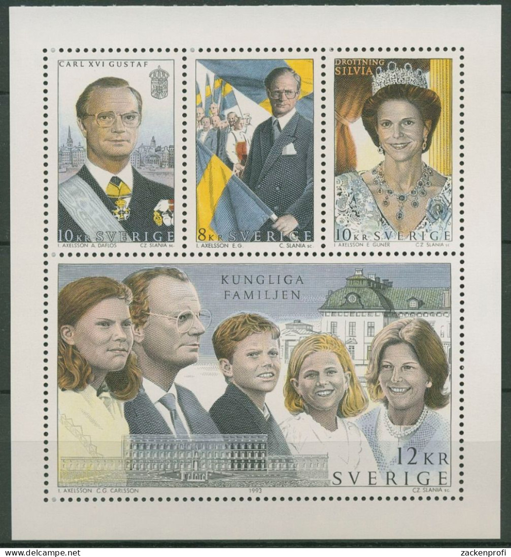 Schweden 1993 Königsfamilie 1793/96 Heftchenblatt H.-Bl.213 Postfrisch (C62078) - Ongebruikt