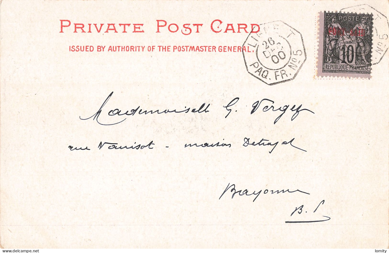 Port Said Timbre N°7 Cachet Poste Maritime Paquebot Français N°5 Ligne T 1900 Sur Carte Postale Sidney - Brieven En Documenten