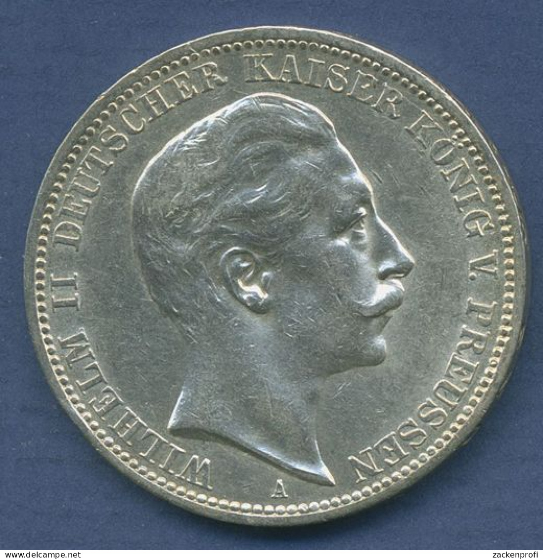Preußen 3 Mark 1910 A, Kaiser Wilhelm II., J 103 Vz/st (m6107) - 2, 3 & 5 Mark Silber