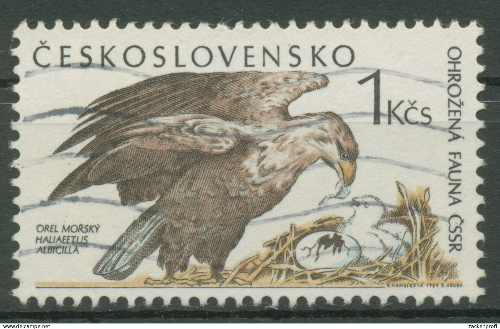 Tschechoslowakei 1989 Naturschutz Vögel Seeadler 3006 Gestempelt - Used Stamps