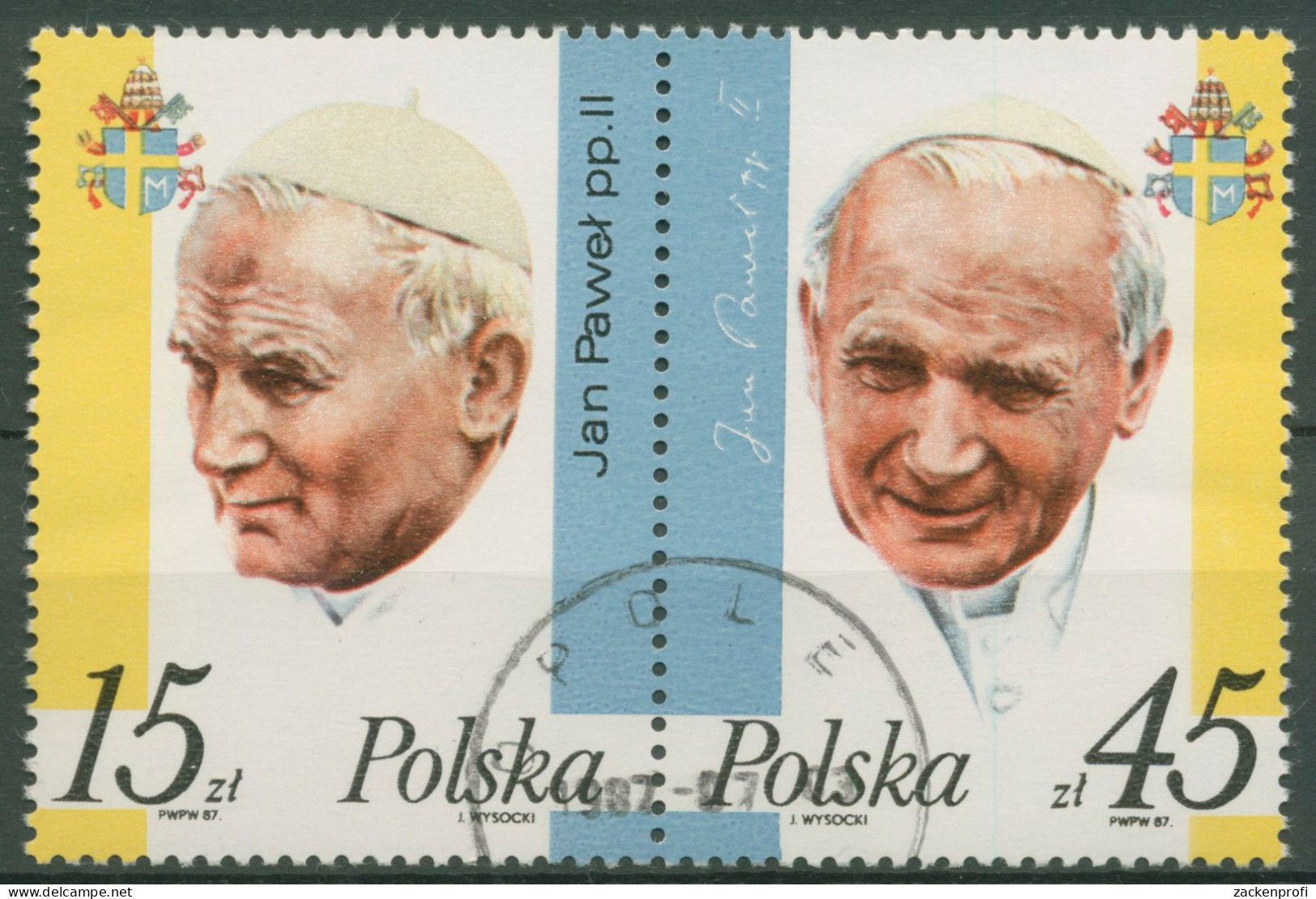 Polen 1987 Papst Johannes Paul II. 3099/00 ZD Gestempelt - Gebraucht
