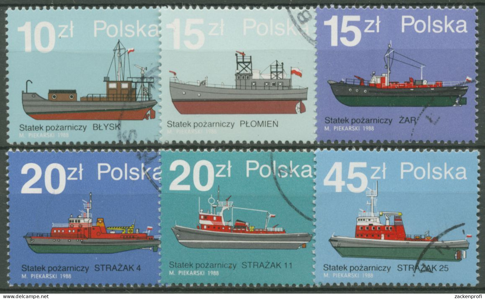 Polen 1988 Schiffe Feuerlöschboote 3184/89 Gestempelt - Gebruikt