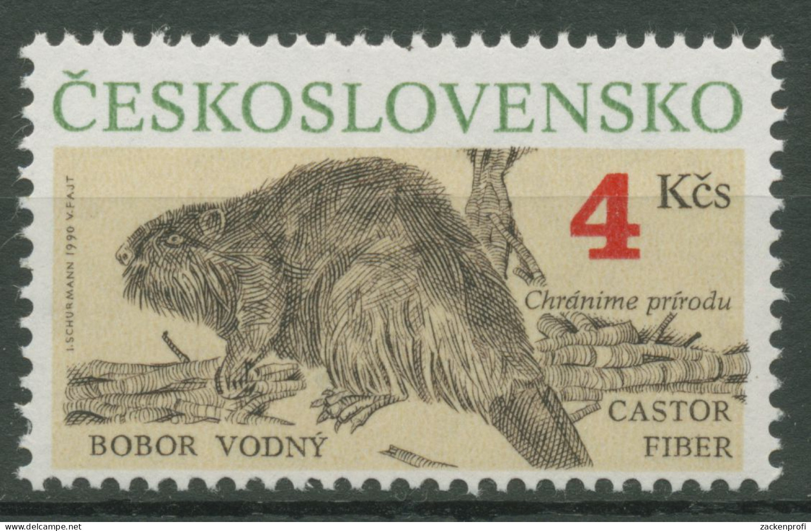 Tschechoslowakei 1990 Naturschutz Tiere Biber 3065 Postfrisch - Neufs
