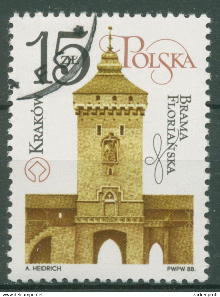 Polen 1988 Bauwerke Krakauer Baudenkmäler Florian-Tor 3140 Gestempelt - Gebraucht