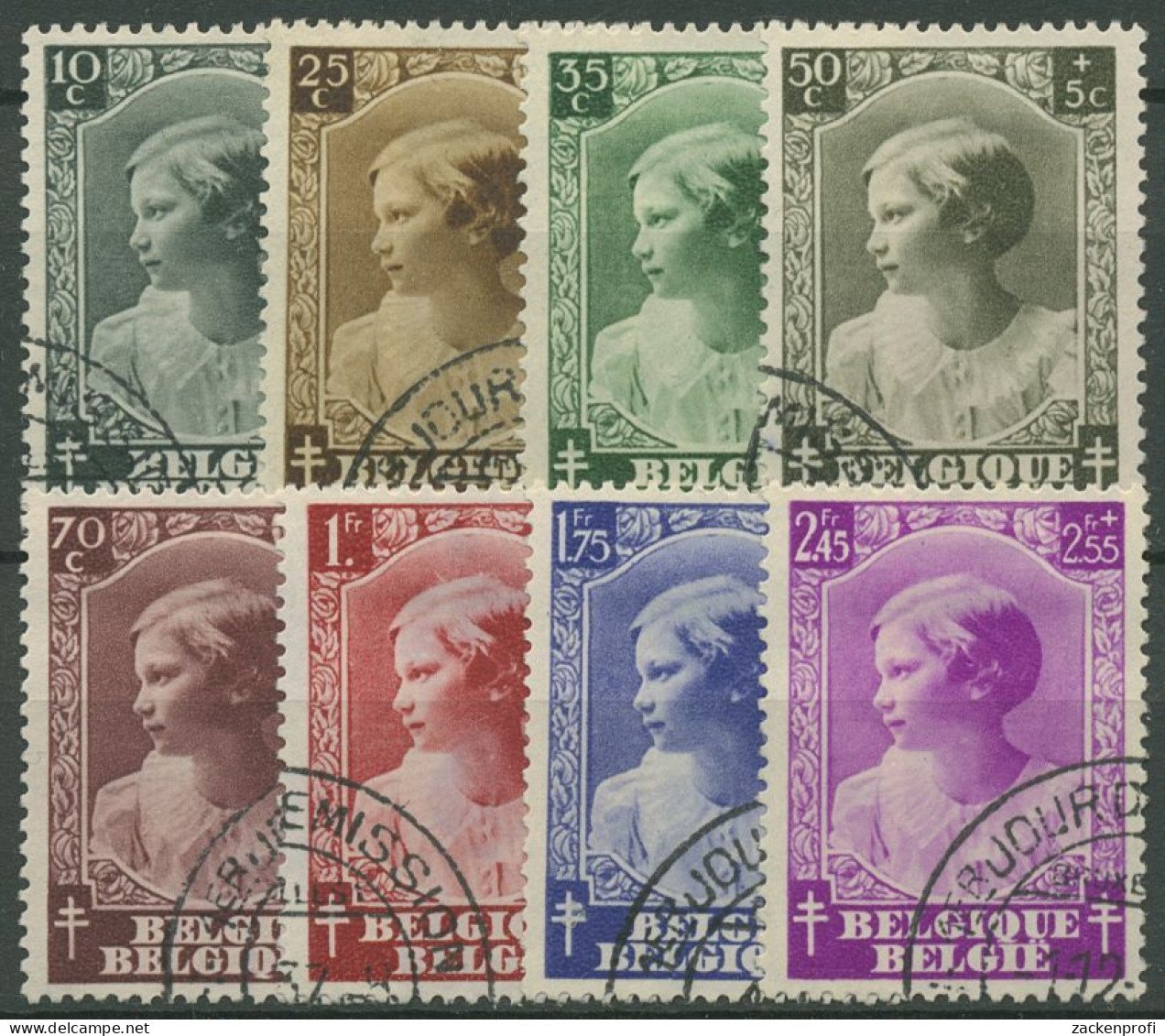 Belgien 1937 Kampf Gegen Die Tuberkulose Prinzessin 457/64 Gestempelt - Gebraucht