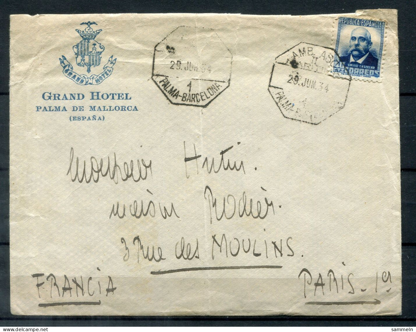 SPANIEN AMB ASC.II MARITIMA PALMA-BARCELONA, Etw.undeutl., Schiffspost, Paquebot, Navire, Ship Letter - SPAIN / ESPAGNE - Andere & Zonder Classificatie