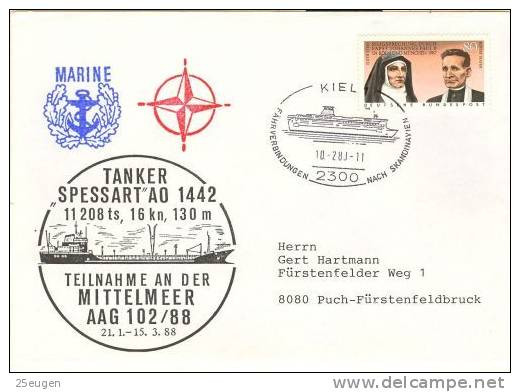 GERMANY 1988 NATO / BUNDESMARINE  COVER - OTAN