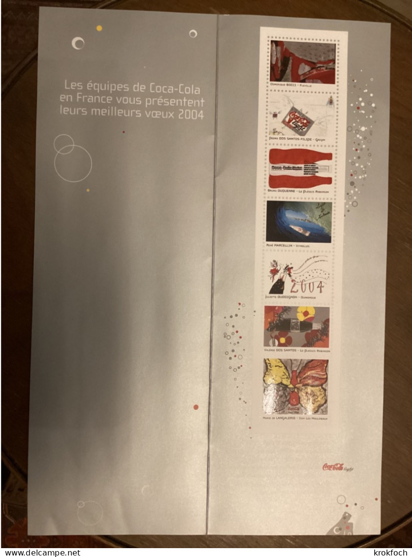 Coca-Cola - Carte De Vœux 2004 - 7 Pseudo- Timbres Imprimés - Otros & Sin Clasificación