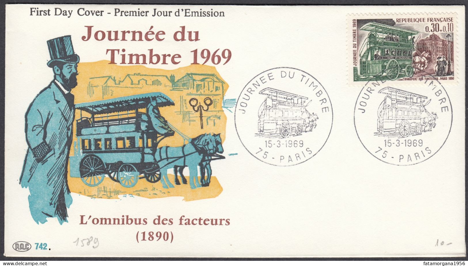 FRANCE - 1969 - Busta FDC Con Yvert 1589. - Giornata Del Francobollo