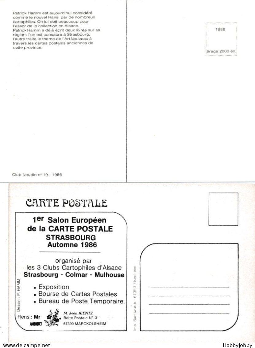 Patrick Hamm  2 Cards: AUTONOME 1985 STRASBOURG 1 Er Salon EUROPEEN De La C.P + NEUDIN NO. 19 / 1986 (SAME YEAR) - Otros & Sin Clasificación