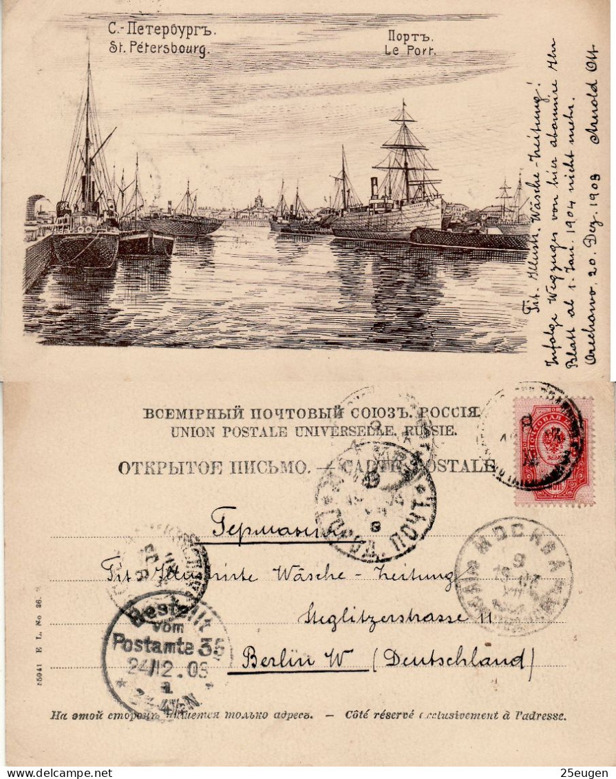 RUSSIA 1903 POSTCARD SENT TO BERLIN - Storia Postale