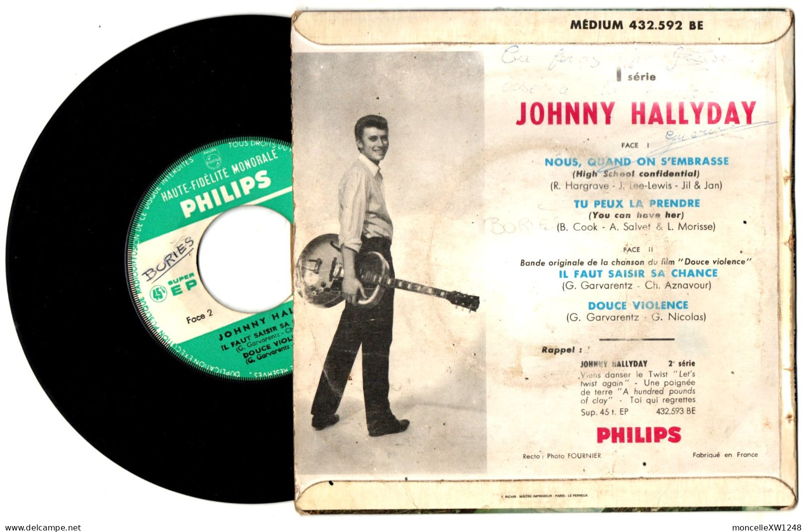 Johnny Hallyday - 45 T EP Douce Violence (1962 - Pochette Bandeau) - 45 T - Maxi-Single