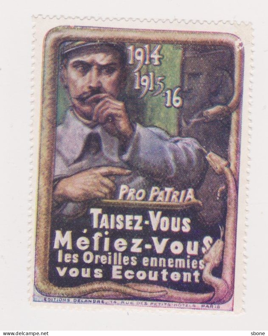 Vignette Militaire Delandre - Patriotique - Méfiez-vous Taisez-vous - Vignettes Militaires