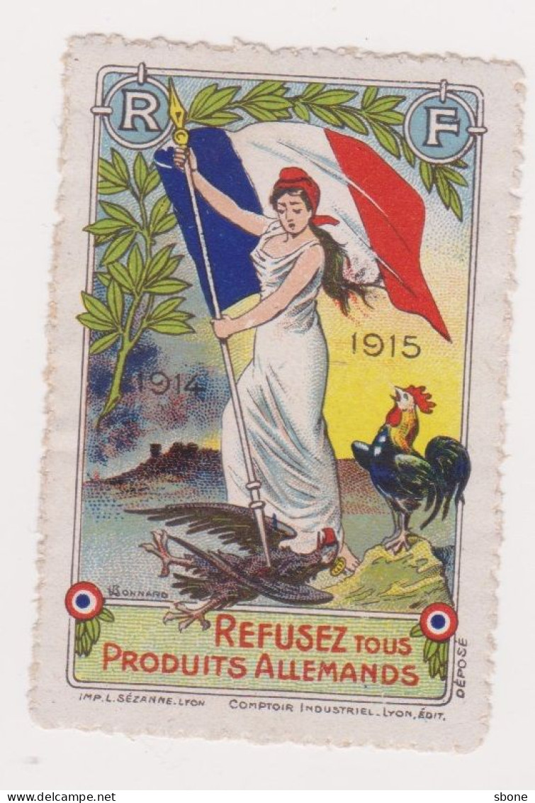 Vignette Militaire Delandre - Patriotique - Refusez Tous Produits Allemands - Vignettes Militaires