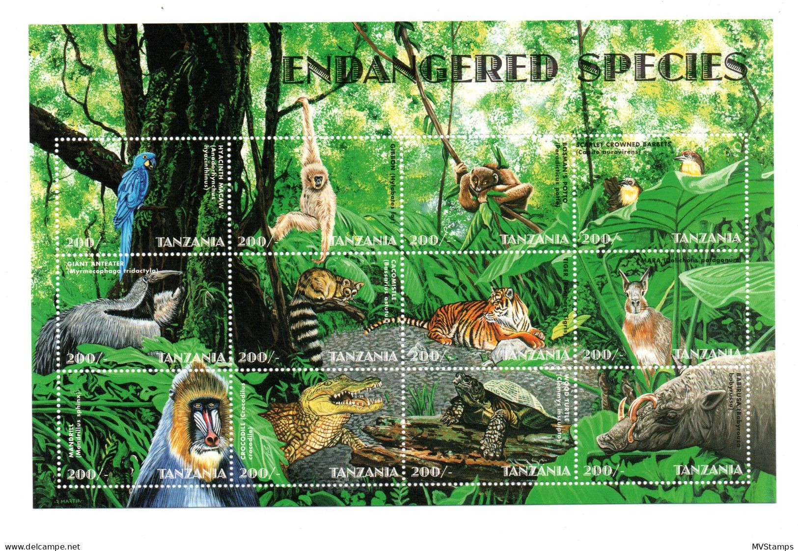 Tanzania 1998 Set Endangered Animals/Monkeys (Michel 2952/63) Nice MNH - Tanzania (1964-...)