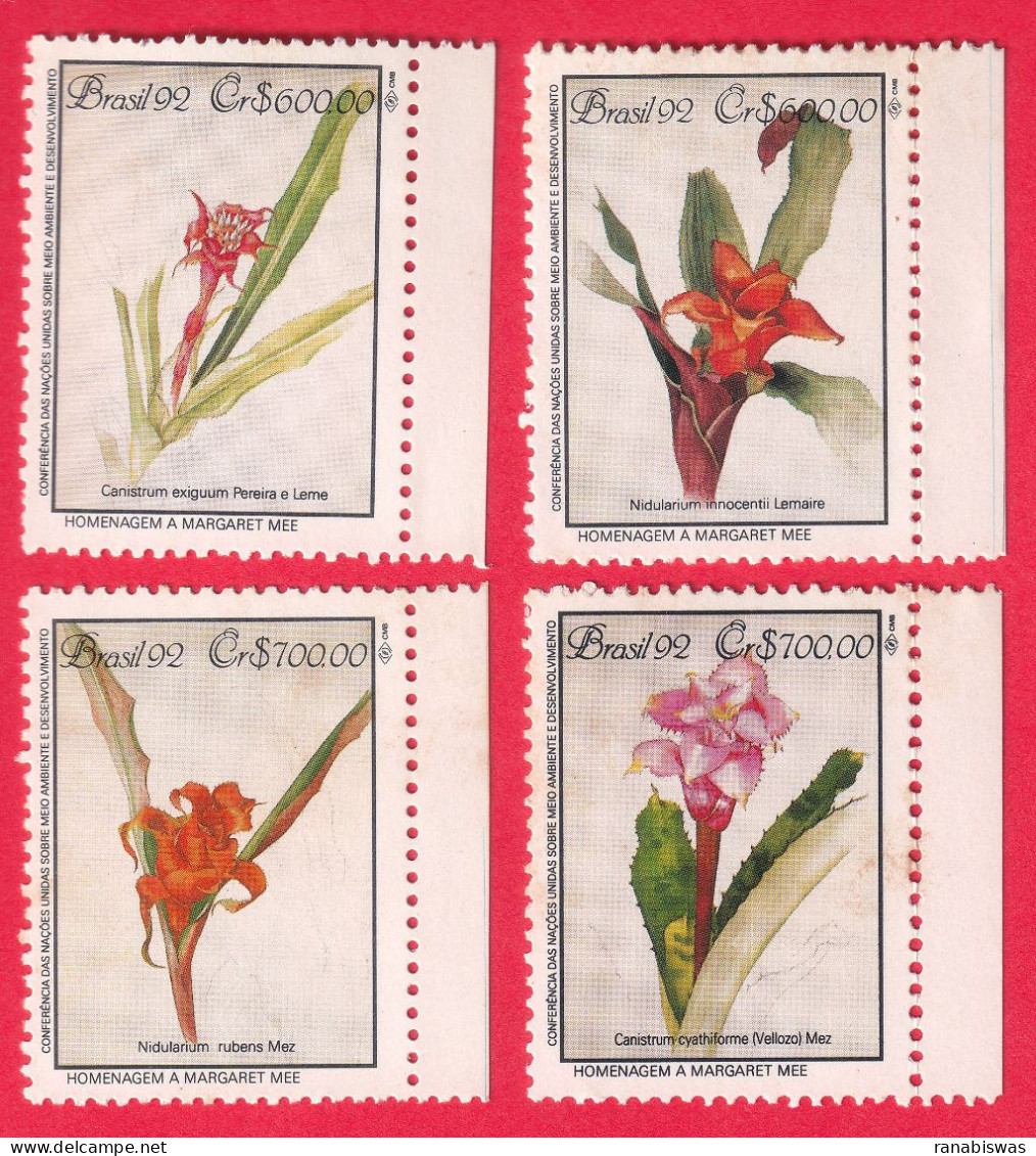 BRAZIL STAMPS 1992, SET OF 4, ORCHID FLOWERS, MNH - Unused Stamps