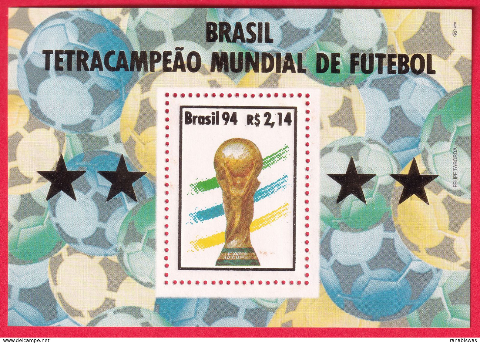 BRAZIL STAMPS 1994, MINIATURE SHEET, FIFA WORLD CUP FOOTBALL, MNH - Neufs