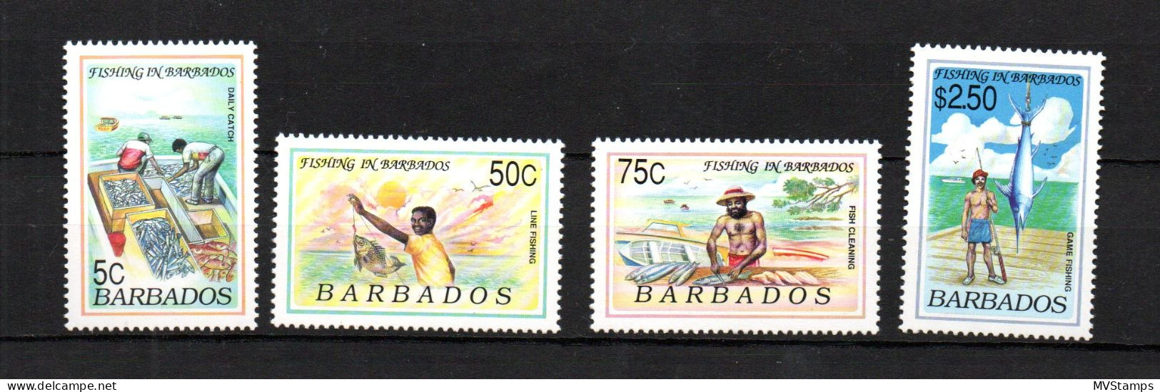 Barbados 1991 Set Fishing/Fish/Fische (Michel 774/77) MNH - Barbados (1966-...)