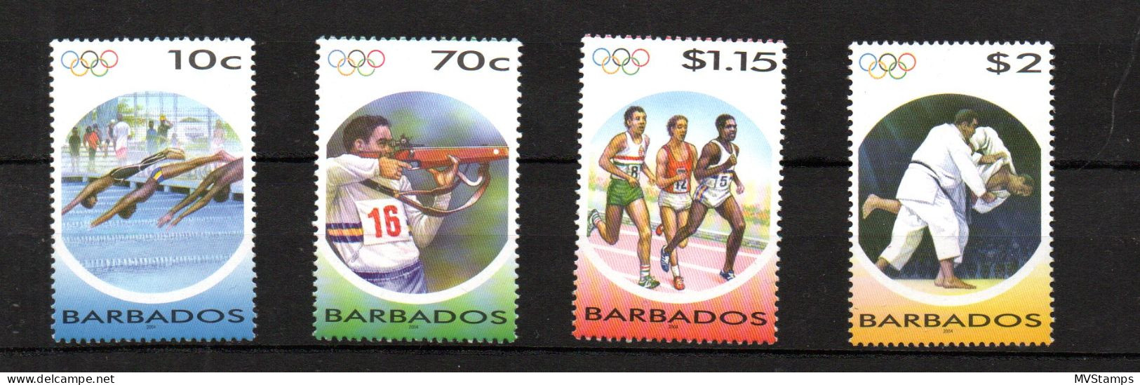 Barbados 2004 Set Olympics (Michel 1082/85) MNH - Barbados (1966-...)