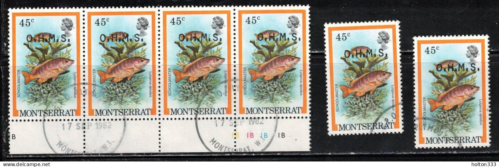 MONTSERRAT Scott # O50 Used X 6 - Fish OHMS Overprint - Montserrat