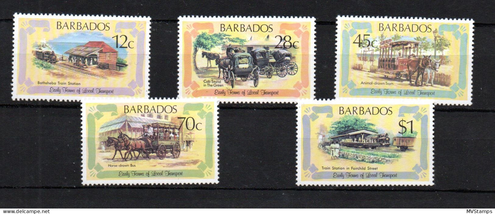 Barbados 1981 Set Transport/Cars (Michel 518/22) MNH - Barbades (1966-...)