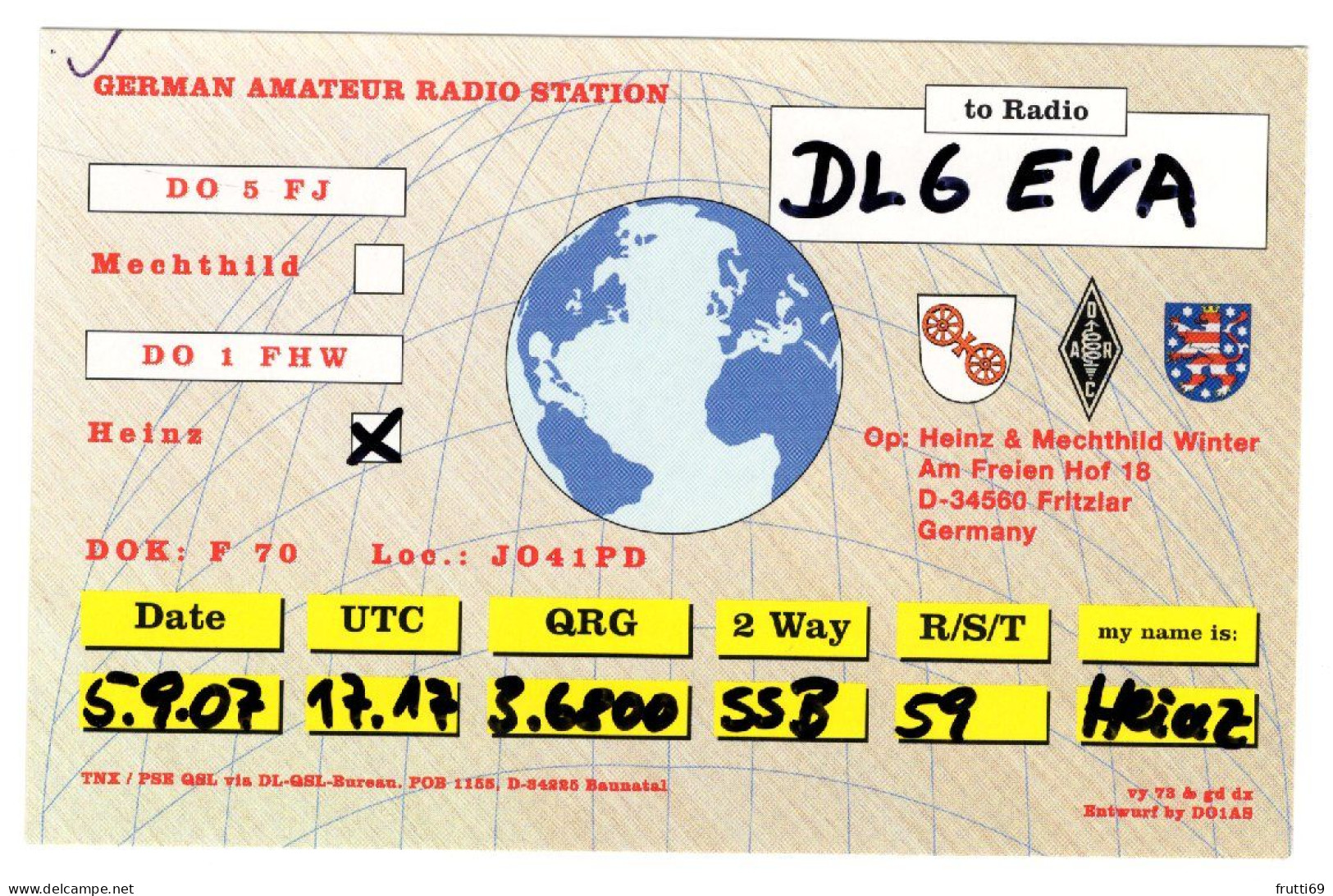 AK 208328 QSL - Germany - Fritzlar - Radio